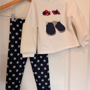 Cute Polka Dot Outfit with Fuzzy Sleeves